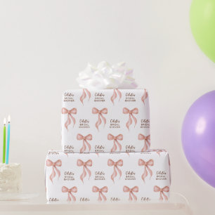 Papier Cadeau Mariage personnalisé avec un nœud rose