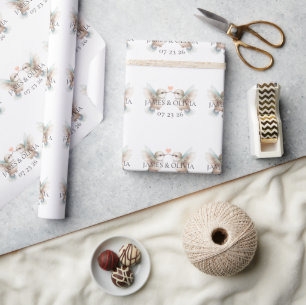 Papier Cadeau Mariage personnalisé Cœur de Colibri