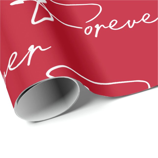 Papier Cadeau Mariage Pour Un Script Moderne Sur Rouge (Coin rond)