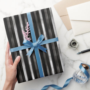 Papier Cadeau Mariage Rayures Noir Argent