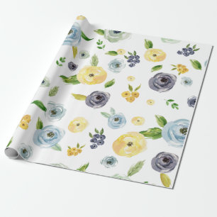 Papier Cadeau Mariage rose de jardin de ressort d'aquarelle