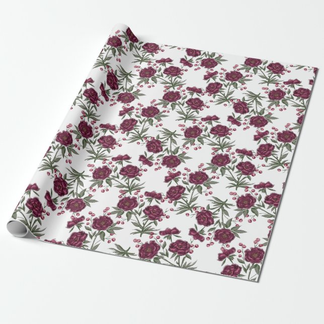 Papier Cadeau Mariage Rose Marron (Déroulé)