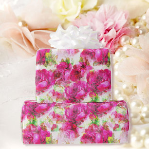 Papier cadeau mariage Roses roses