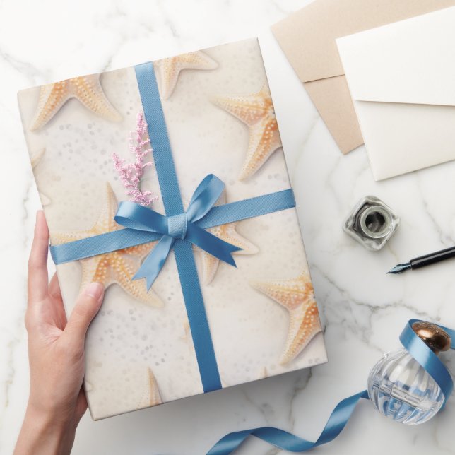 Papier Cadeau Mariage sur la plage d'ivoire sable crème étoile d (Cadeaux)