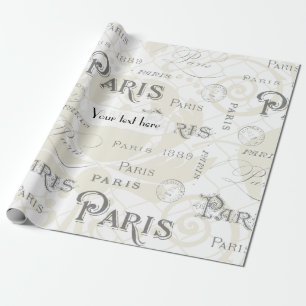 Papier Cadeau Mariage sur le thème de Paris Personnalisable Vint