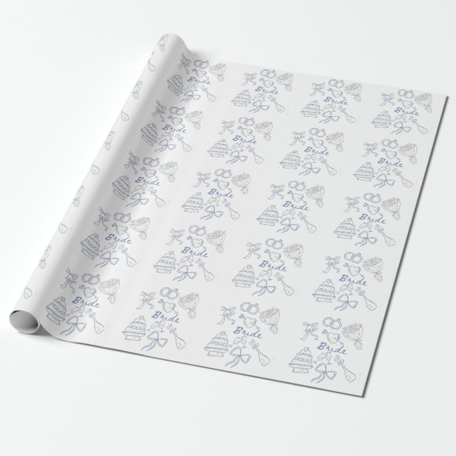 Papier Cadeau Mariée Fiançailles Mariage Couples Mari Épouse (Déroulé)