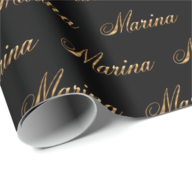 Papier cadeau Marina gold Design Lettering (Coin rond)