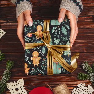 Papier Cadeau Marine Bleu pain d'épices Hommes & Noël Verdure