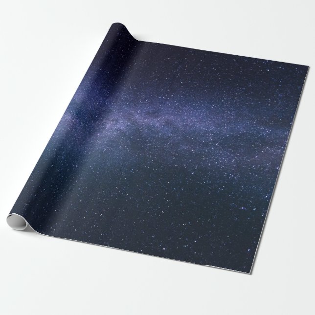 Papier Cadeau Marine Blue Galaxy Starry Night Stars (Déroulé)