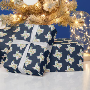 Papier Cadeau Marine Blue Joy Vacances Feuilles Texas Shape