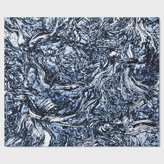 Papier Cadeau Marine Blue Nature Motif Abstrait (Plat)