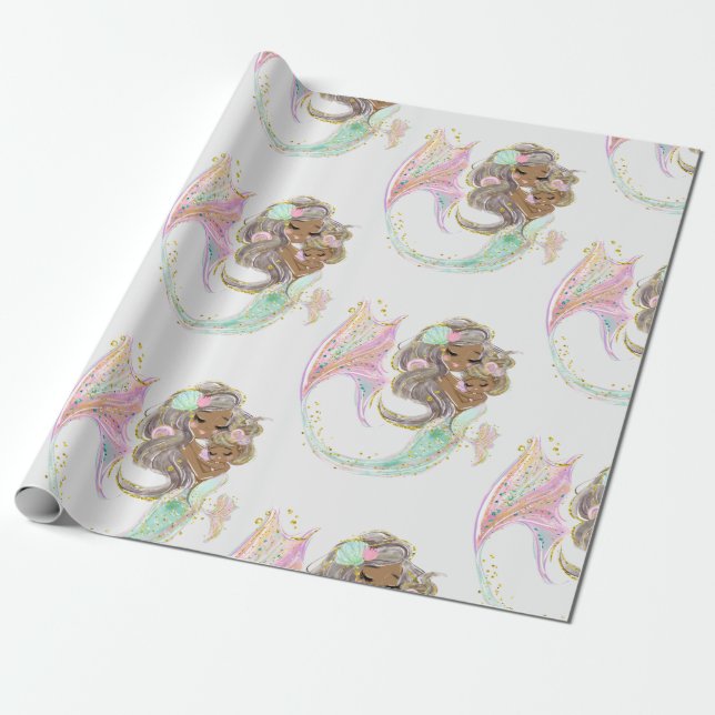 Papier Cadeau marine de sirène (Déroulé)