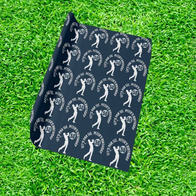 Papier Cadeau Marine Joyeux anniversaire MAN Golfer (Tee off the fun with dad's perfect par-tee!)