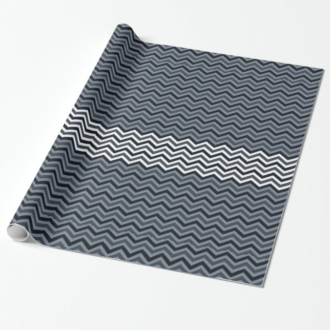 Papier Cadeau Marine White Zigzag (Déroulé)