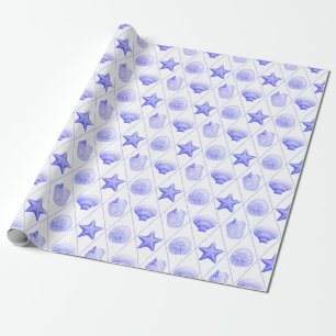 Papier Cadeau Marines Bleus Costumes côtiers Starfish