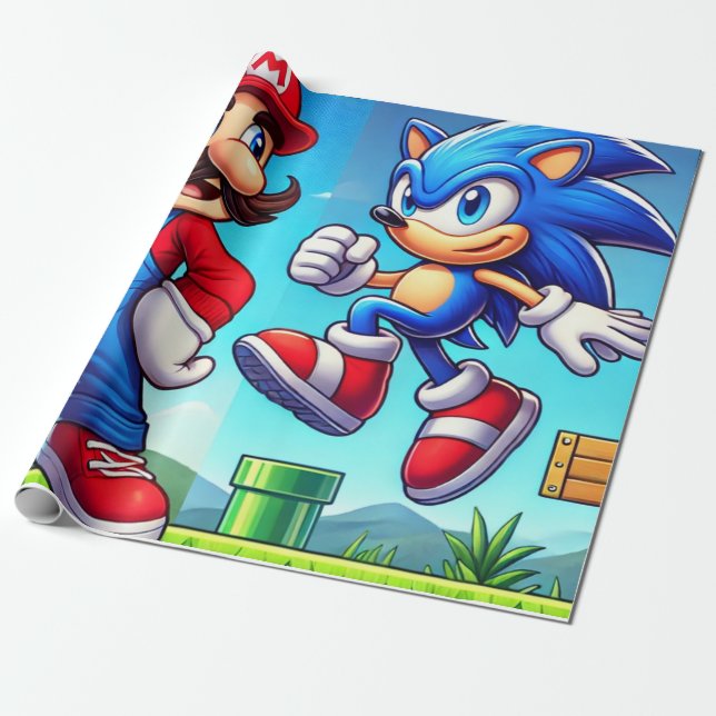 Papier Cadeau mario and sonic gift wrap (Déroulé)