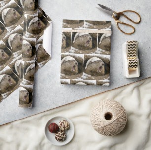 Papier Cadeau Marmotte bâillant portant un bonnet de nuit