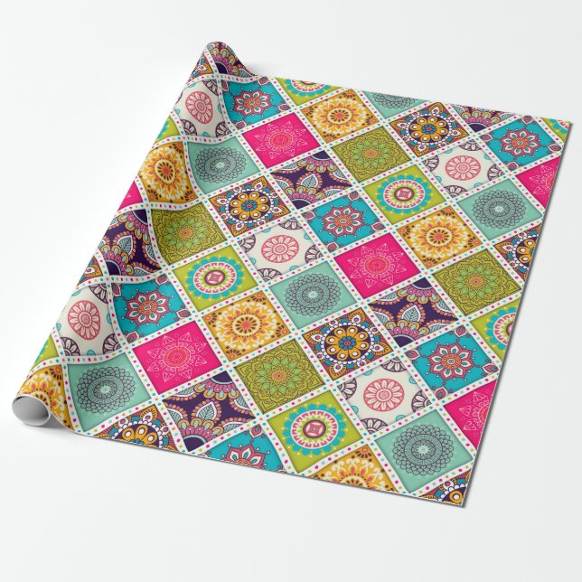 Papier Cadeau Marocain coloré motif Mandala (Déroulé)