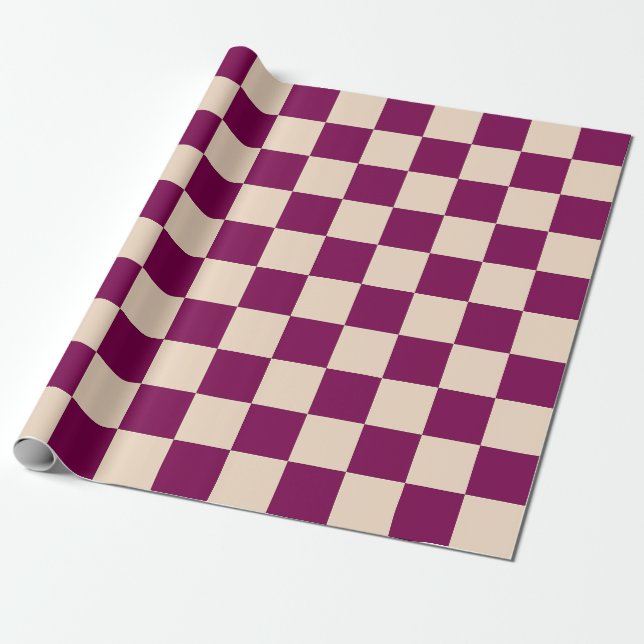Papier Cadeau Maroon and beige checkerboard pattern (Déroulé)