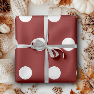Papier Cadeau Maroon Blanc Moyen Pois