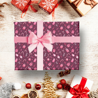 PAPIER CADEAU MAROON CHRISTMAS DÉCORATION FESTIVE CANDY