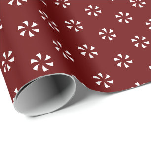 Papier Cadeau Maroon de Bourgogne moderne floral flocons de neig