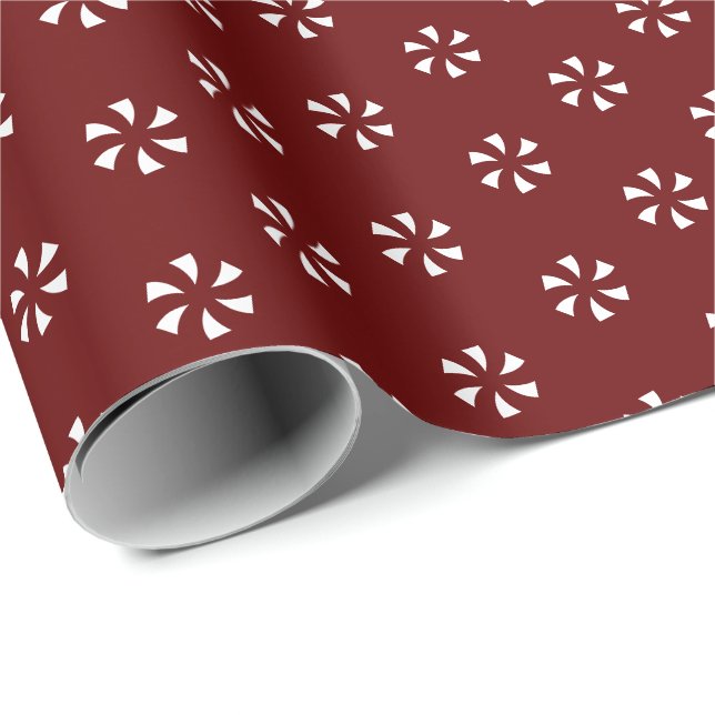 Papier Cadeau Maroon de Bourgogne moderne floral flocons de neig (Coin rond)