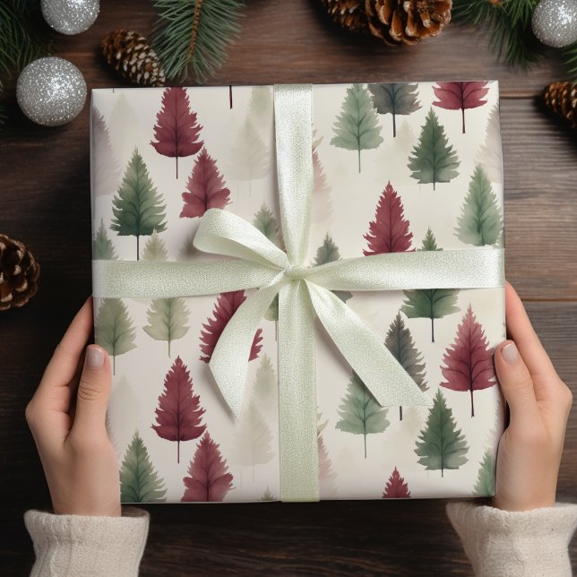 Papier Cadeau Maroon et pin vert foncé (Créateur téléchargé)