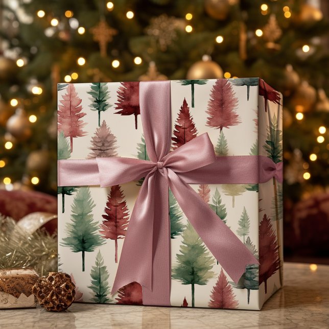 Papier Cadeau Maroon et pin vert foncé (Créateur téléchargé)