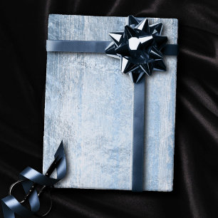 Papier Cadeau Marque rustique   Planche en bois d'argent bleu fo