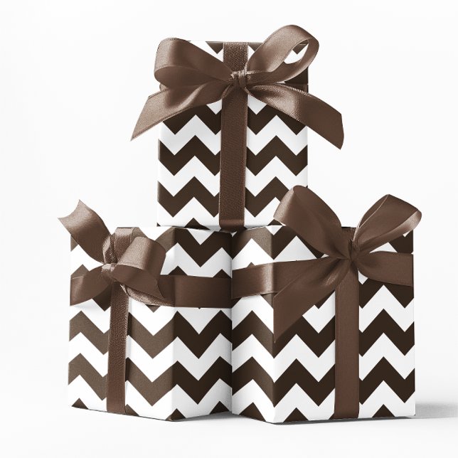 Papier Cadeau Marron Chocolat et Chevron Blanc (Chocolate Brown and White Chevron Wrapping Paper)