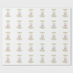 Papier Cadeau Marron doré chut 60e anniversaire nom simple gras
