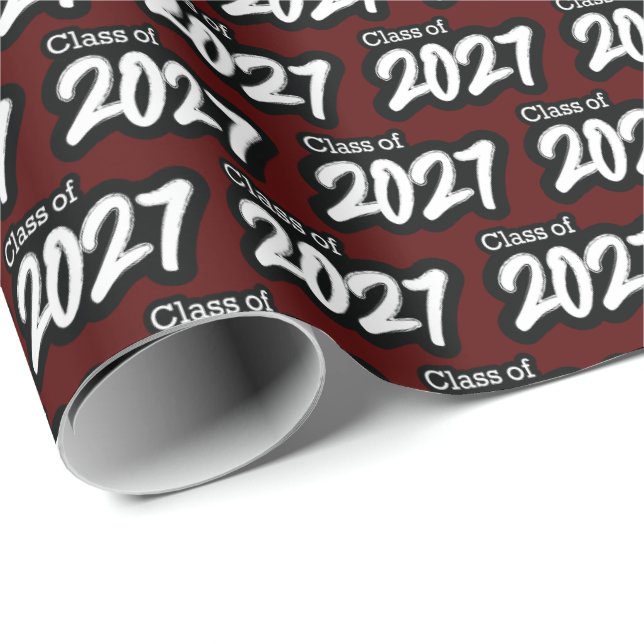 Papier cadeau Marron Gras Classe de 2027 (Coin rond)