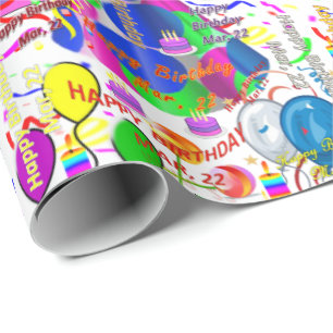 Papier Cadeau Mars, 22 Anniversaire Papier d'enveloppement cadea