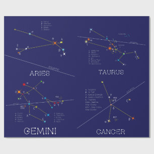 Papier Cadeau Mars - Juillet Constellations de Zodiac