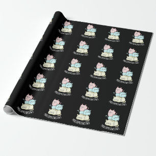 Papier Cadeau Marsh-meow-low Funny Chat Marshmallow Pun Dark BG