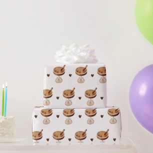 Papier Cadeau Martini Espresso à l'aquarelle avec un nœud papill