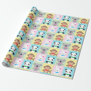 Papier Cadeau Mascottes d'animaux Super Cute Kawaii