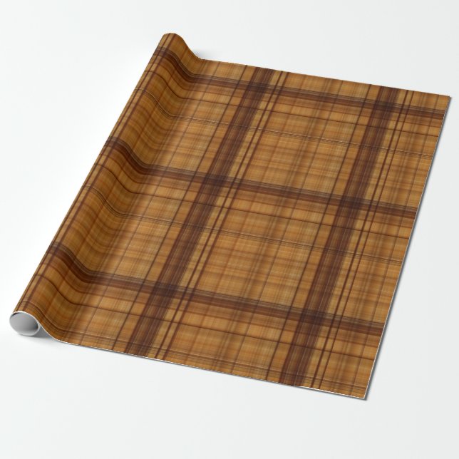Papier Cadeau Masculine Browns Plaid Motif (Déroulé)