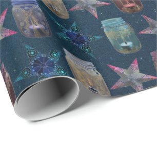 Papier Cadeau Mason Jars et Bohemian Stars Motif