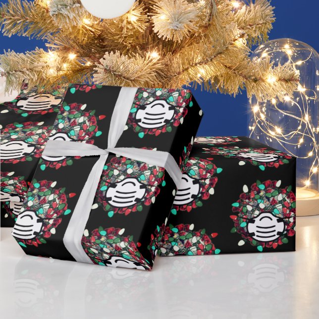 Papier Cadeau Masque de Pathogène Covid décoré de Noël de quaran (Vacances)