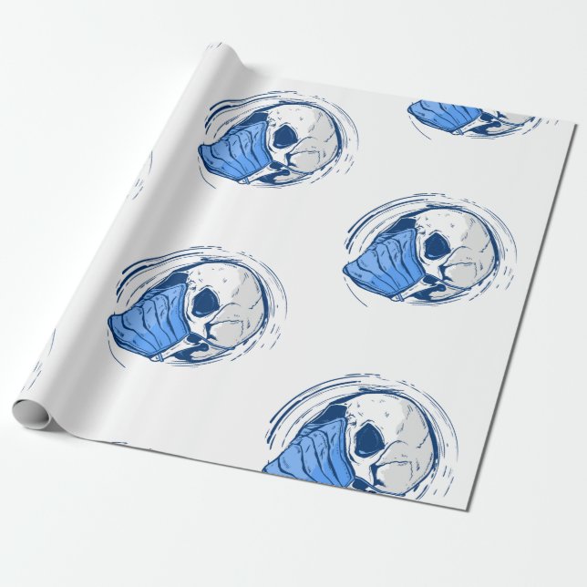Papier Cadeau masque visage crâne gothique halloween (Déroulé)