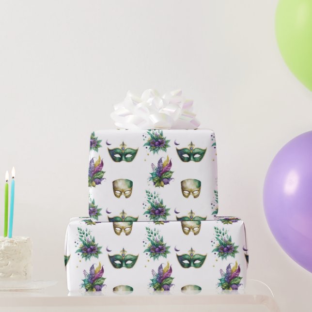 Papier Cadeau Masques de Mardi Gras (Cadeaux de fête)