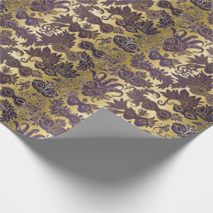 Papier Cadeau Masques Mardi Gras Gold et Purple