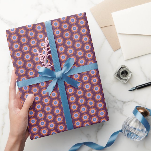 Papier cadeau mat fleur de la passion (violet)  (Cadeaux)