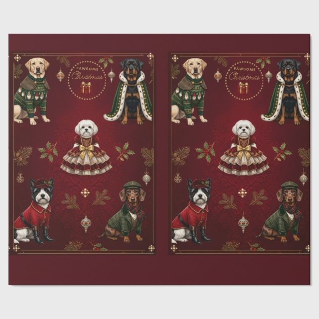 Papier Cadeau Mat Noël Pawsome (Couture)