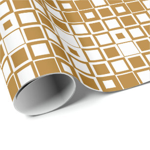 Papier Cadeau Mat Or Antique Gold et Blanc Carré à l'Intérieur d