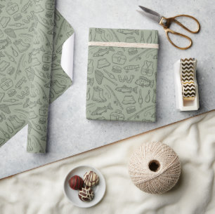 Papier Cadeau Matériel de pêche pour enfants pêcheur à la pêche 
