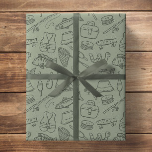 Papier Cadeau Matériel de pêche pour enfants pêcheur à la pêche