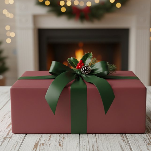 Papier Cadeau Matte Burgundy Wrapping Paper Roll - Elegant Solid (Créateur téléchargé)
